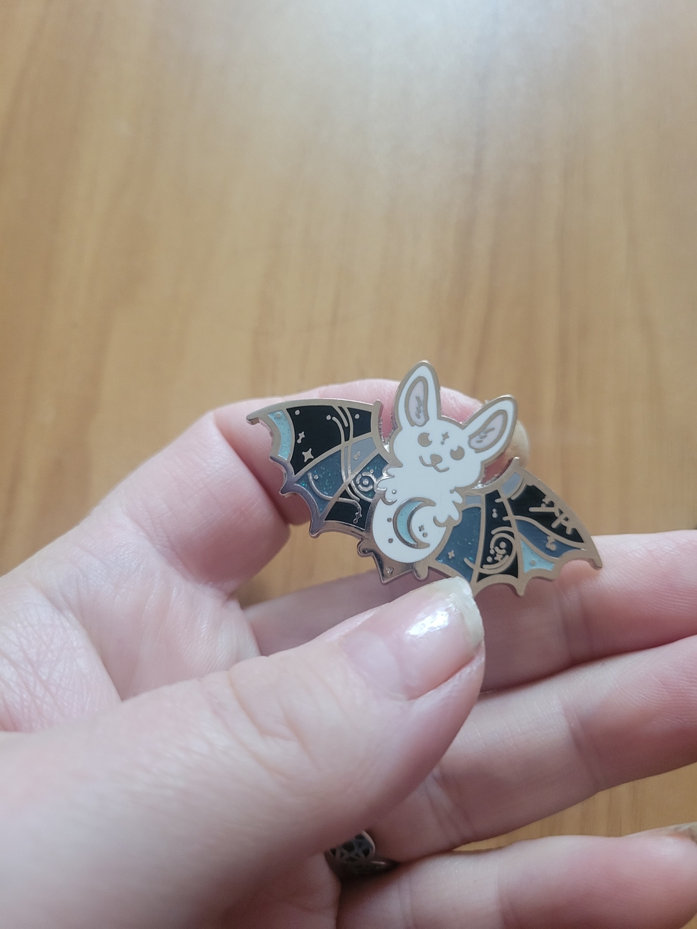👻BUY 1 GET 1 FREE👻Moonlit Bat Enamel Brooch - White and Black